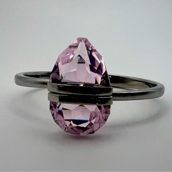 Swarovski Lucent Pink Pear Crystal Bangle – Rhodium Plated NIB (Medium) - Picture 2 of 16
